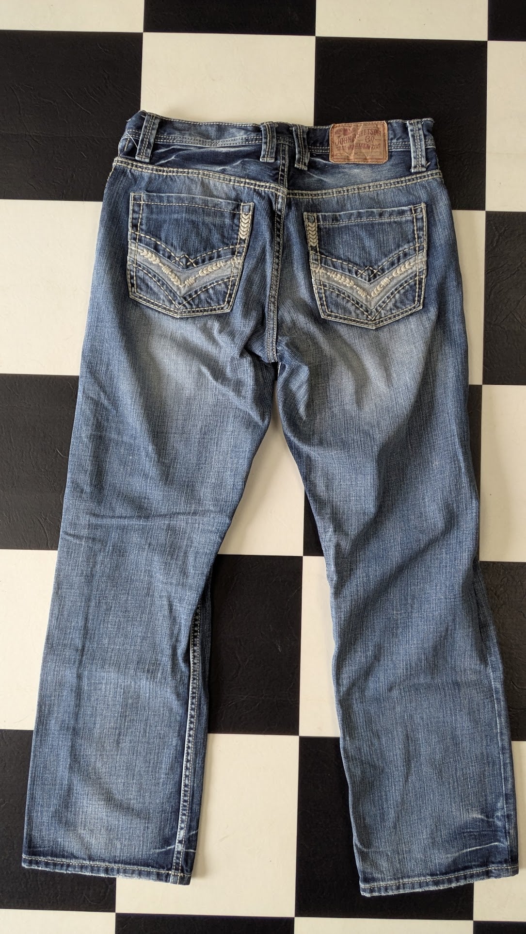 John B Stetson Co Jeans Men’s 30x30 Straight Leg Western Embroidered Pocket Denim