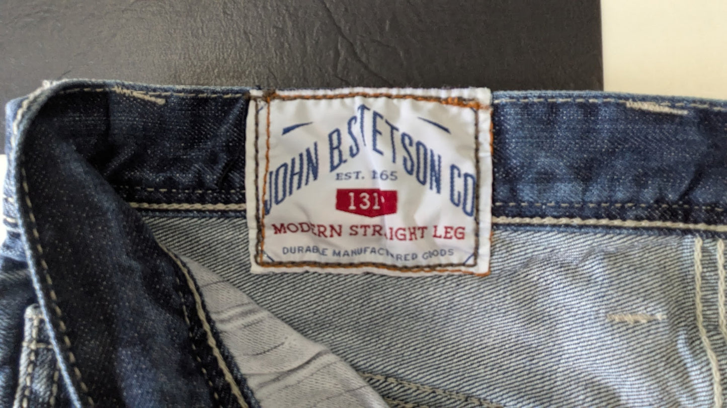John B Stetson Co Jeans Men’s 30x30 Straight Leg Western Embroidered Pocket Denim