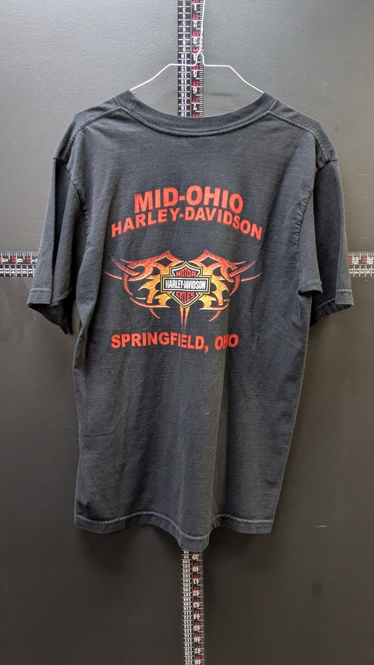 Harley-Davidson Mid-Ohio Springfield Ohio T-Shirt Black Graphic Tee Men’s Size Large