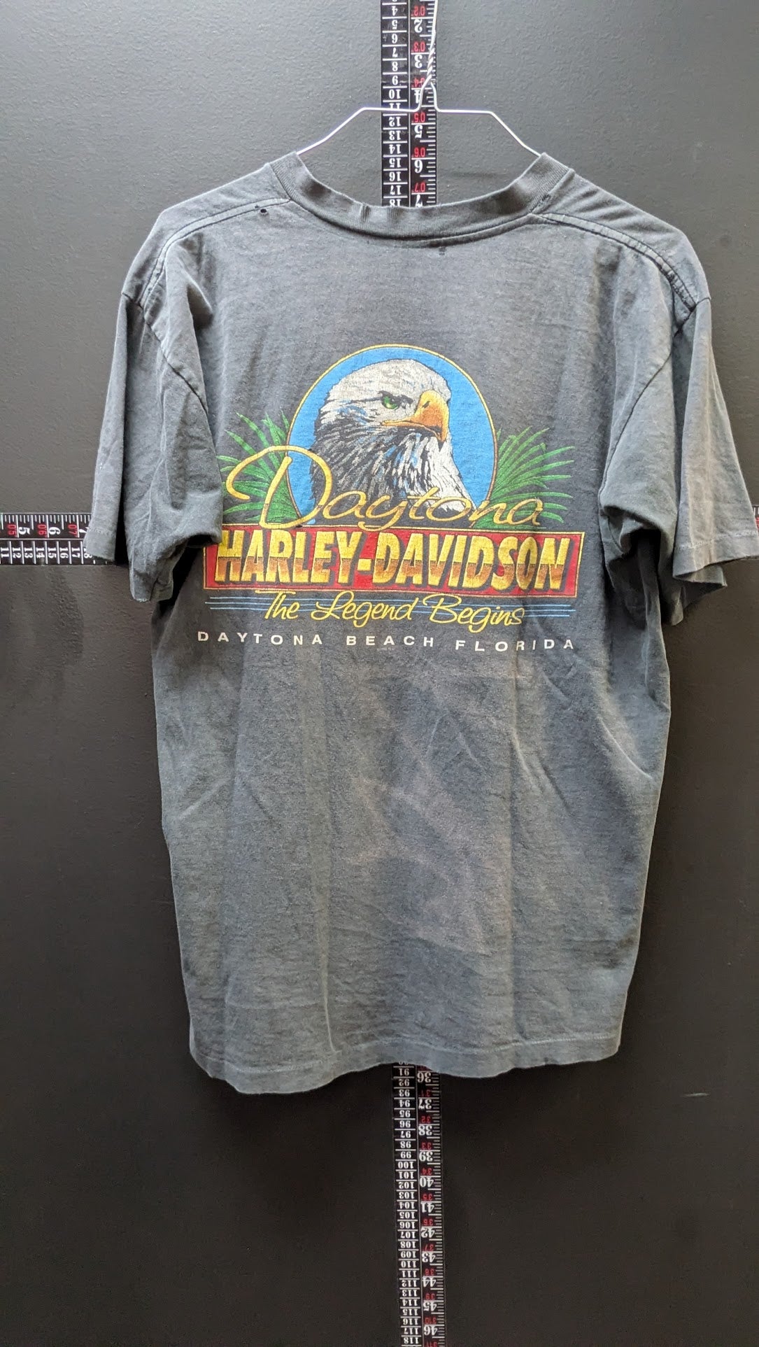 Vintage 1997 Harley Davidson Bike Week Daytona Beach Florida T Shirt Eagle USA Fade