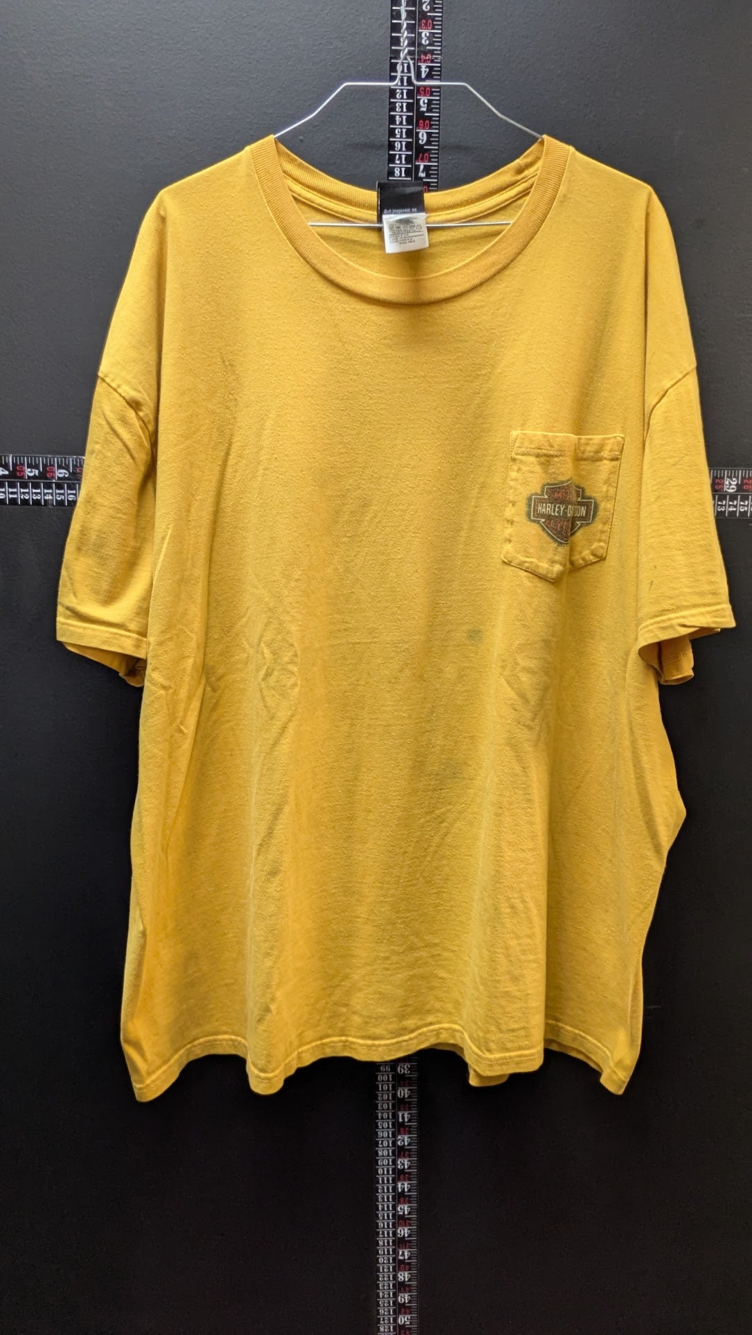 Vintage Harley Davidson Pocket T Shirt Yellow Cowboy HD Beaumont Texas Eagle XXL