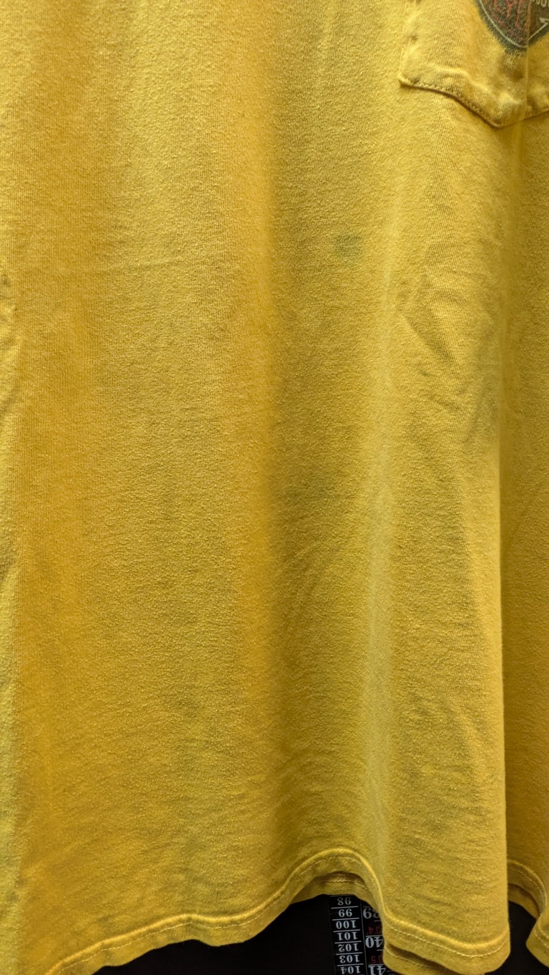 Vintage Harley Davidson Pocket T Shirt Yellow Cowboy HD Beaumont Texas Eagle XXL