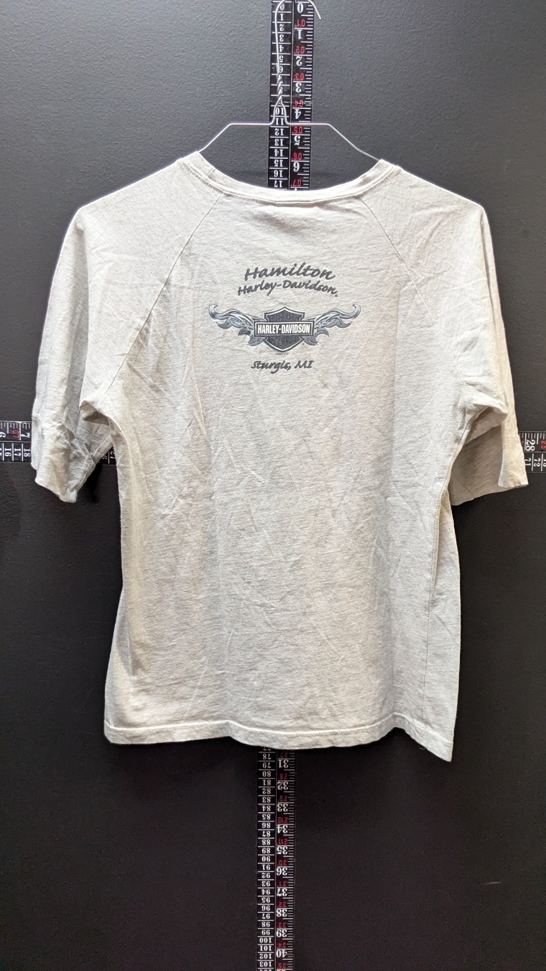 2008 Harley Davidson Womens Gray Rhinestone Graphic T Shirt Size L