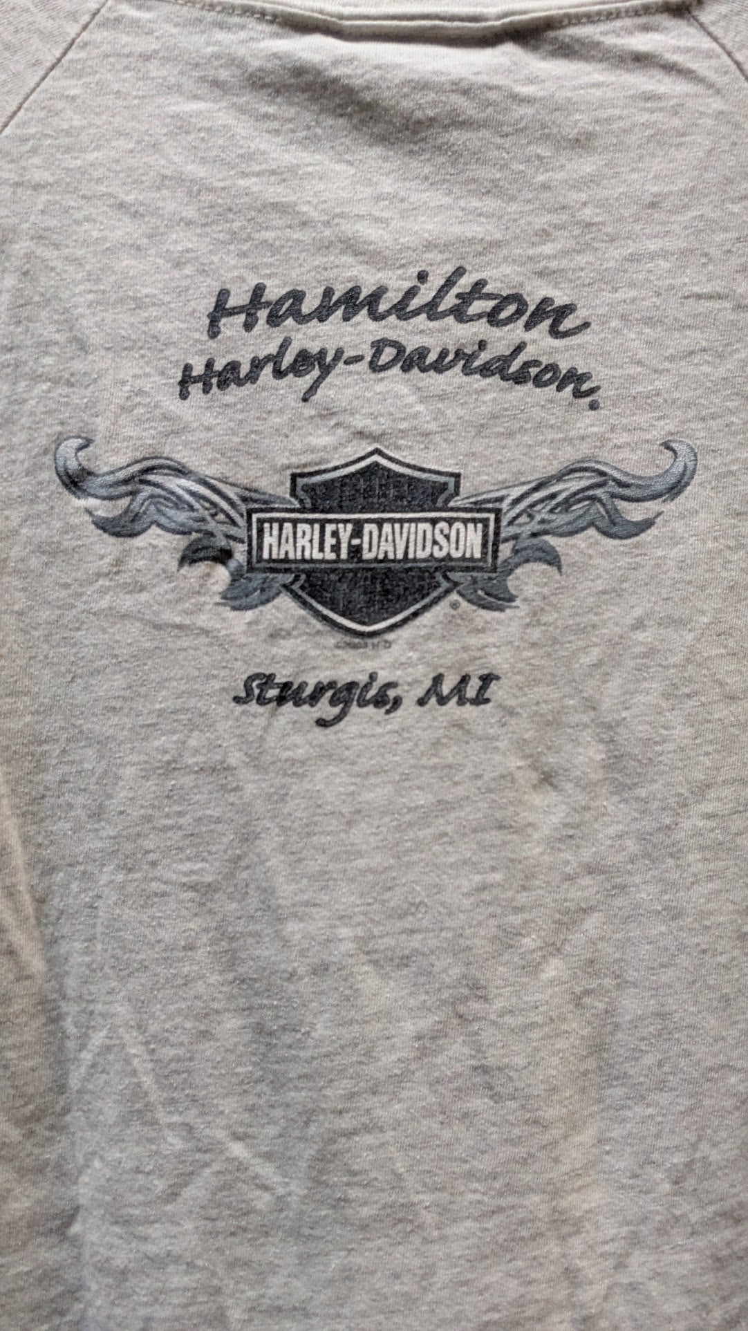 2008 Harley Davidson Womens Gray Rhinestone Graphic T Shirt Size L