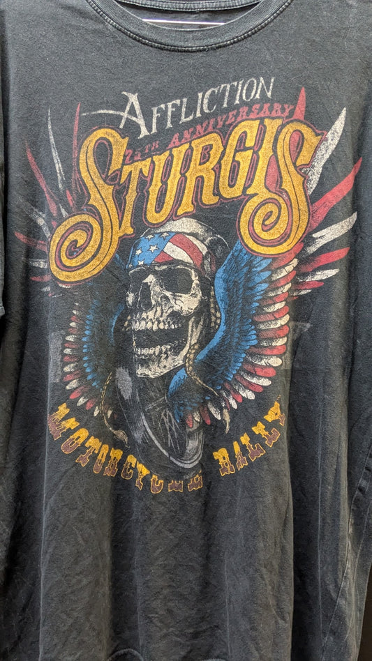 Affliction Sturgis 75th Anniversary Skull T Shirt Mens XL Motorcycle Rally