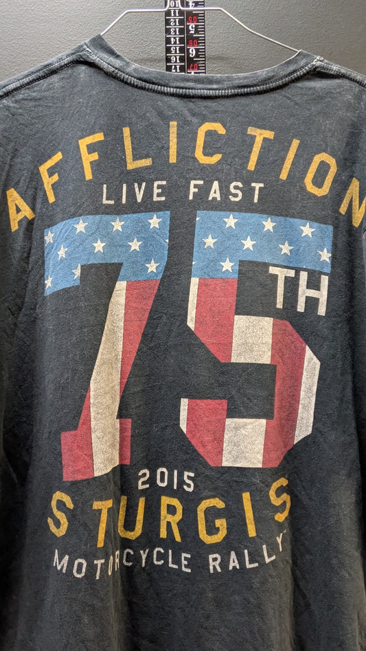 Affliction Sturgis 75th Anniversary Skull T Shirt Mens XL Motorcycle Rally