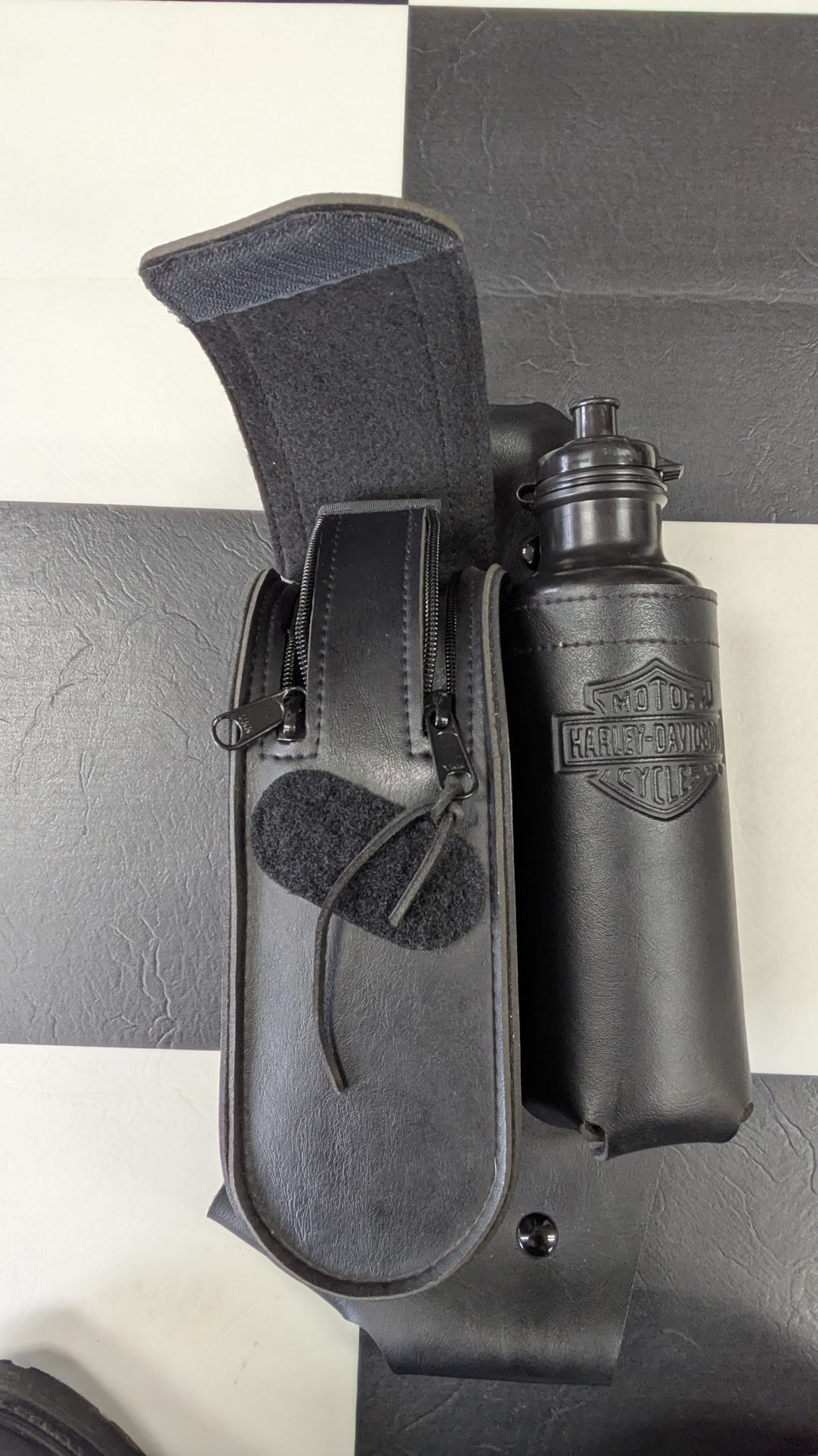Harley Davidson Motorcycle Windshield Storage Pouch Water Bottle Holder Black