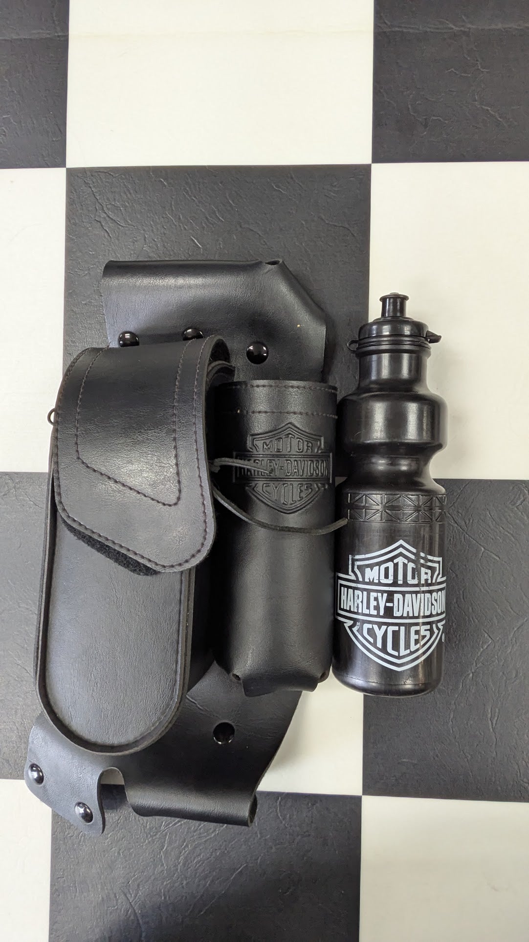 Harley Davidson Motorcycle Windshield Storage Pouch Water Bottle Holder Black