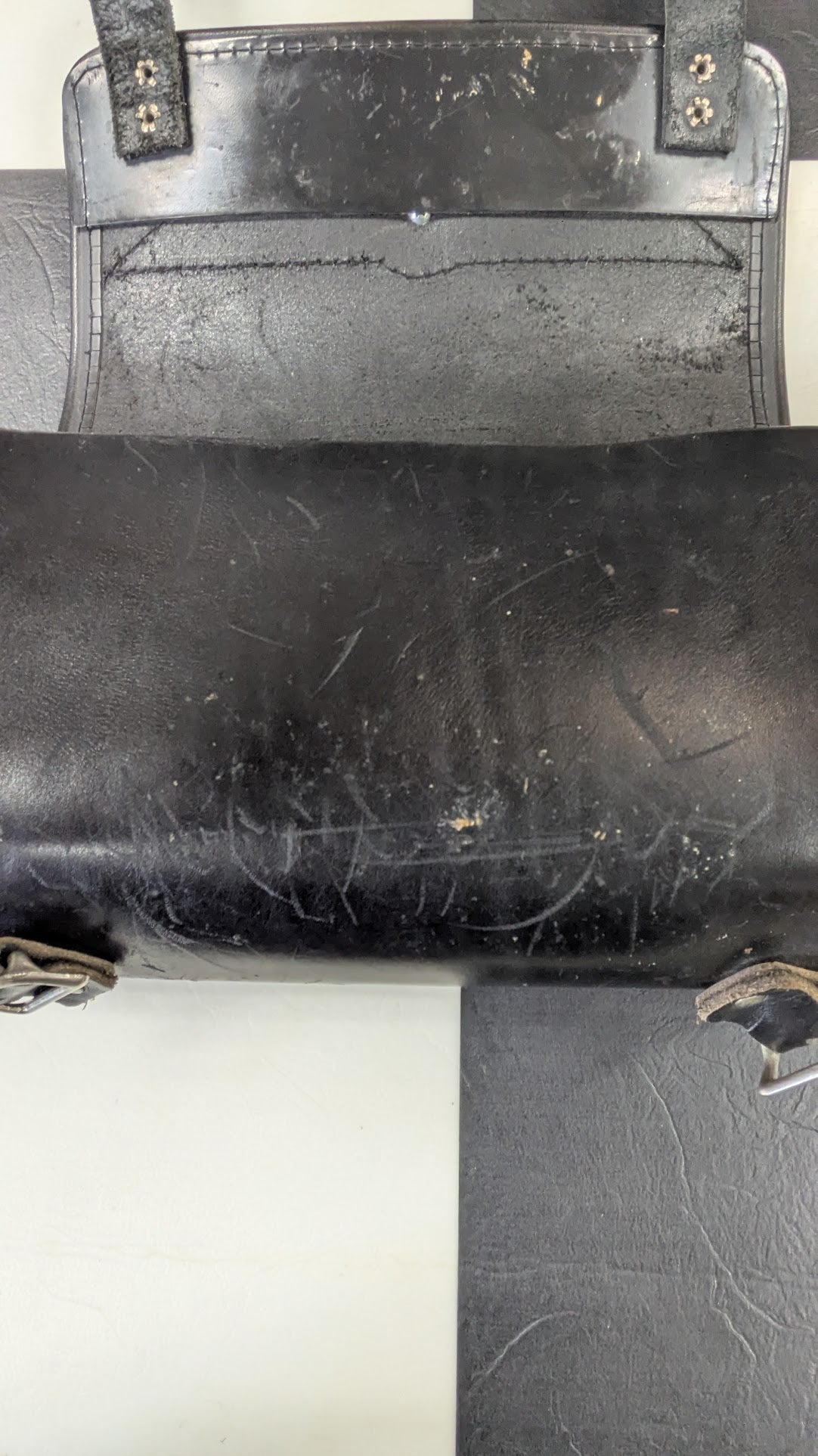 Vintage Motorcycle Tool Bag Black Leather Roll Bag Eagle Concho Universal