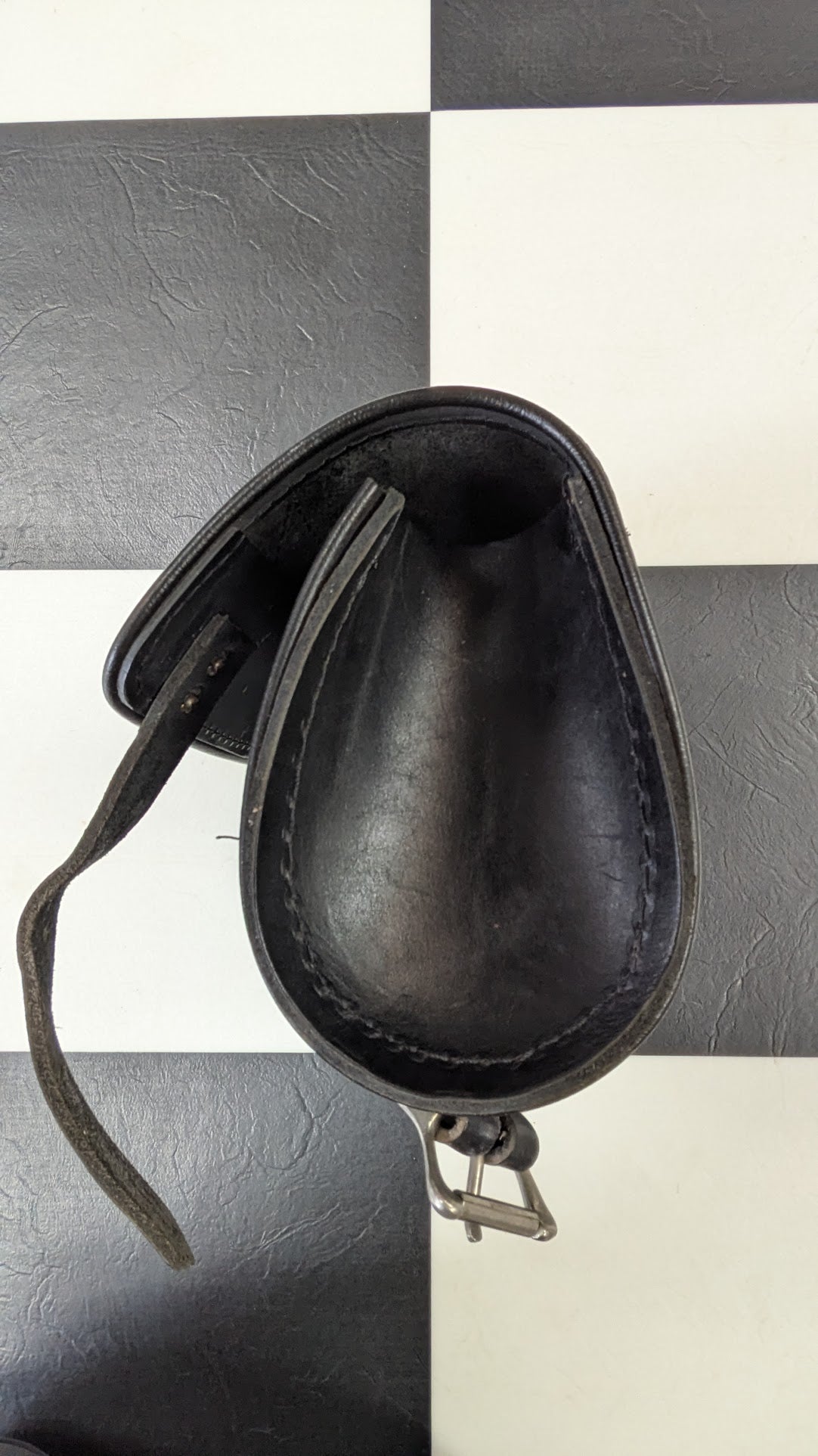 Vintage Motorcycle Tool Bag Black Leather Roll Bag Eagle Concho Universal