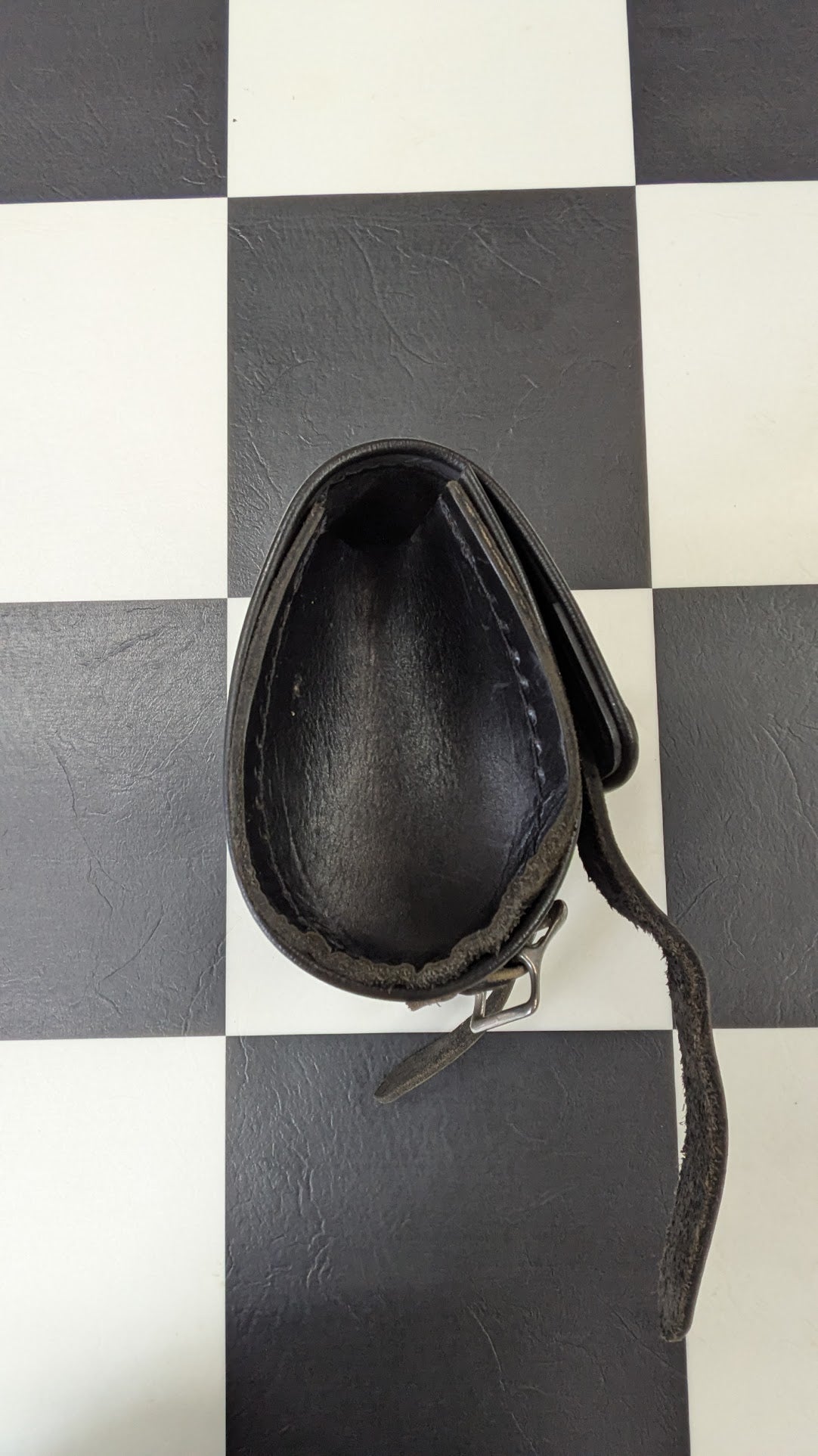 Vintage Motorcycle Tool Bag Black Leather Roll Bag Eagle Concho Universal
