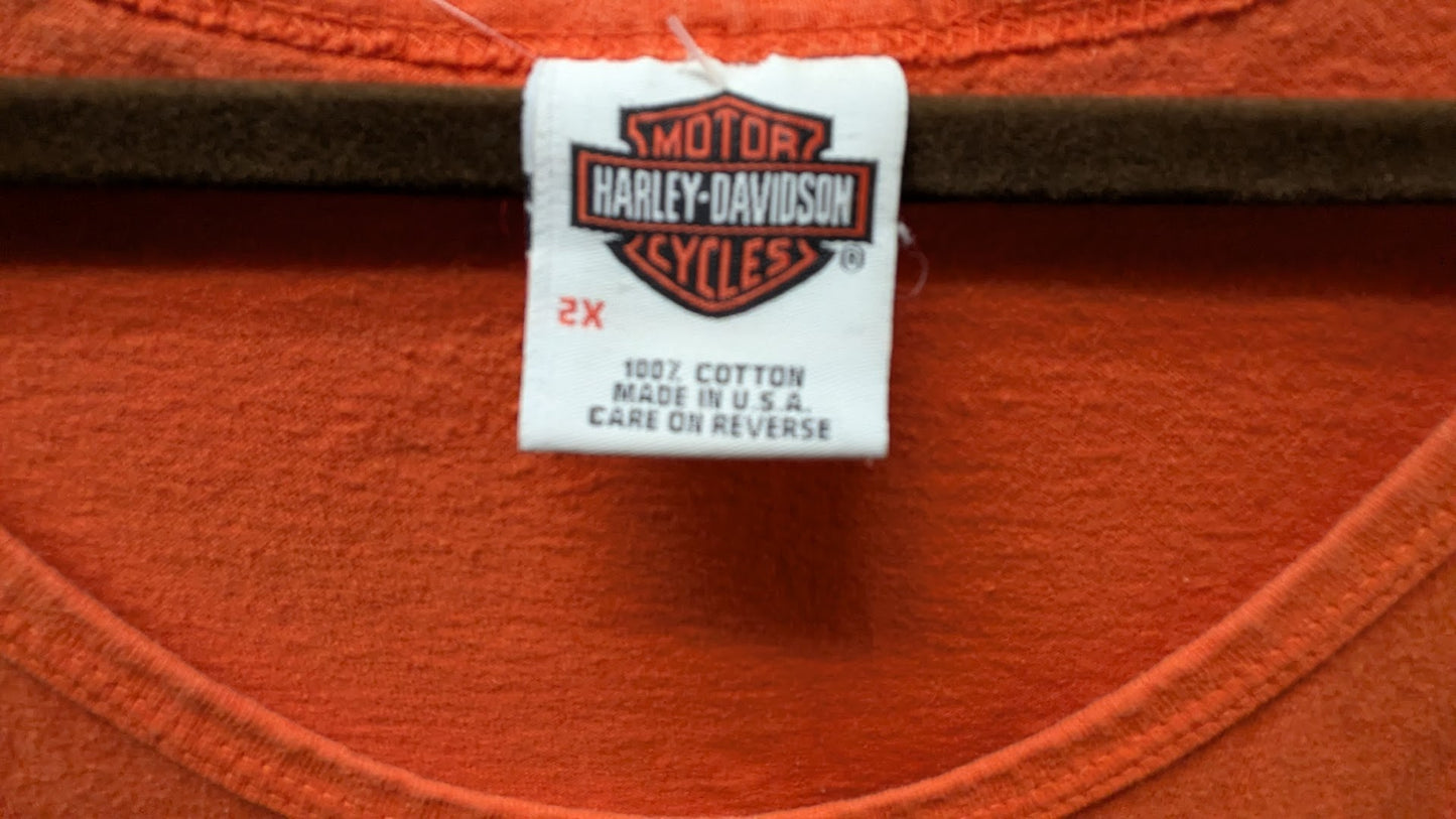 2004 Harley-Davidson Brighton MI Orange Tank Top Shirt Mens 2XL USA Made Biker
