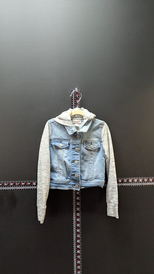 Cat & Jack Girls Denim Jacket Hoodie XS 4/5 Blue Jean Hooded Jacket Cat Ears