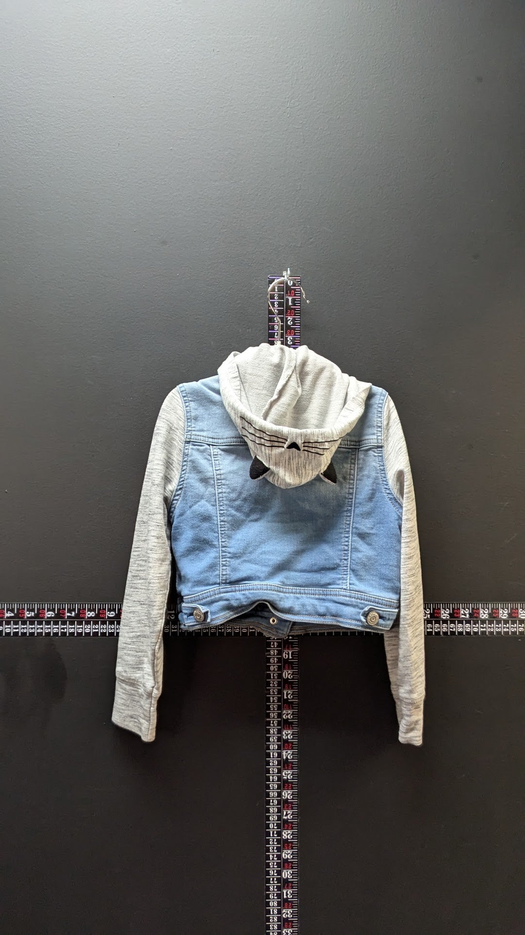 Cat & Jack Girls Denim Jacket Hoodie XS 4/5 Blue Jean Hooded Jacket Cat Ears