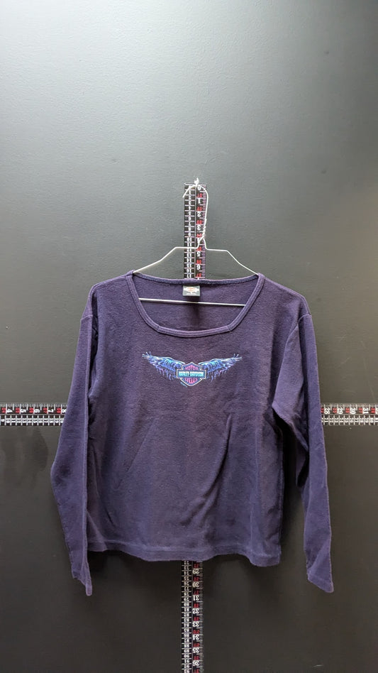 Harley-Davidson Womens Small Purple Long Sleeve Shirt Allen TX Y2K