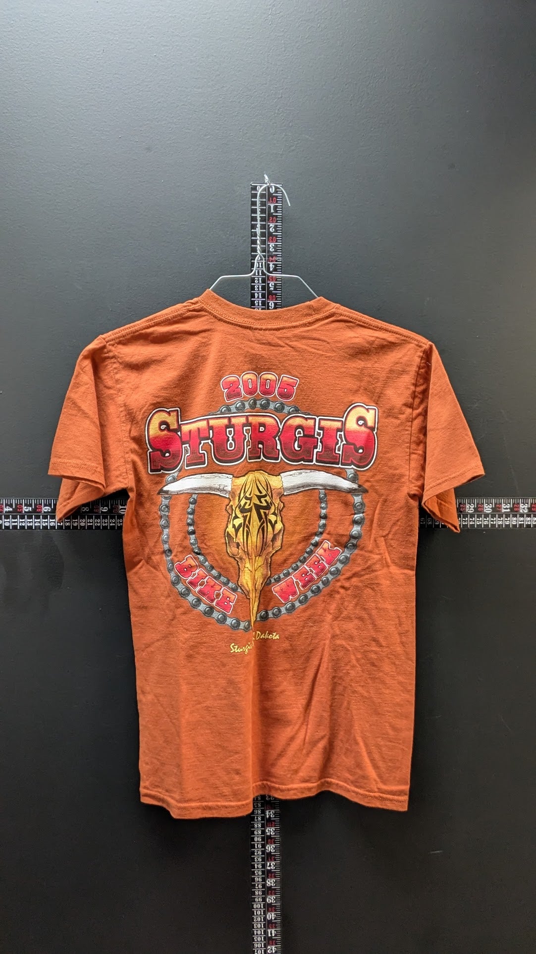 2006 Sturgis Bike Week T Shirt Small Orange Skull Motorcycle Tee