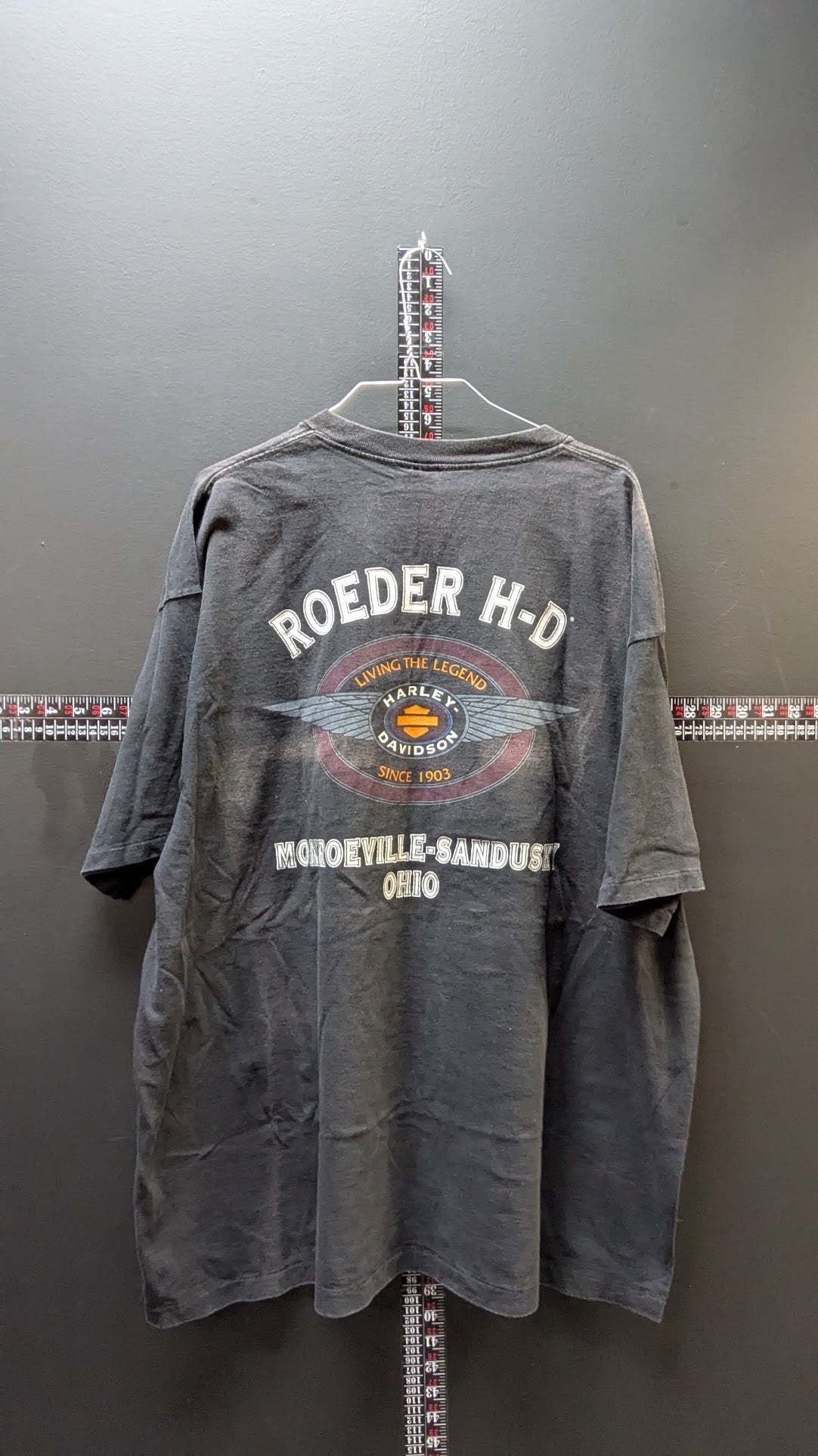 Vintage 1997 Harley-Davidson Roeder H-D T-Shirt in black, tagged size XXL