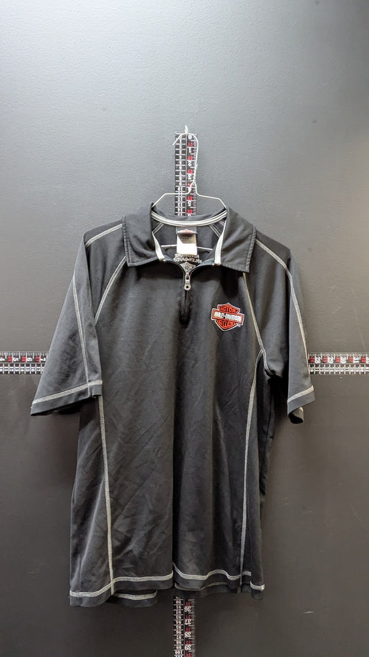 Harley Davidson Performance Zip Polo Shirt Medium Black Adventure H-D Dover OH
