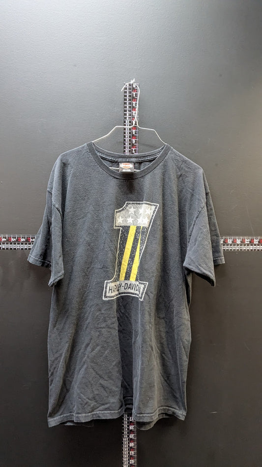 Harley Davidson #1 T Shirt Large Black Signature Harley Perrysburg Ohio Tee