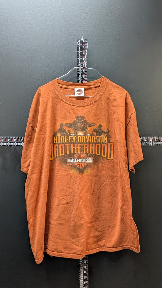 Harley-Davidson Brotherhood Team Stratman Men’s T-Shirt XL Orange Double Sided