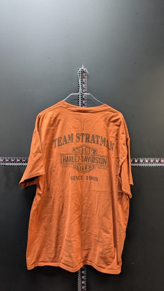 Harley-Davidson Brotherhood Team Stratman Men’s T-Shirt XL Orange Double Sided