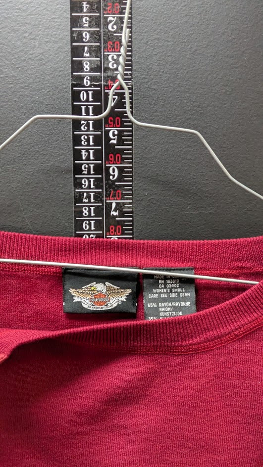 Harley-Davidson Women’s Sweater Small Burgundy Hook & Eye Moto Knit Top