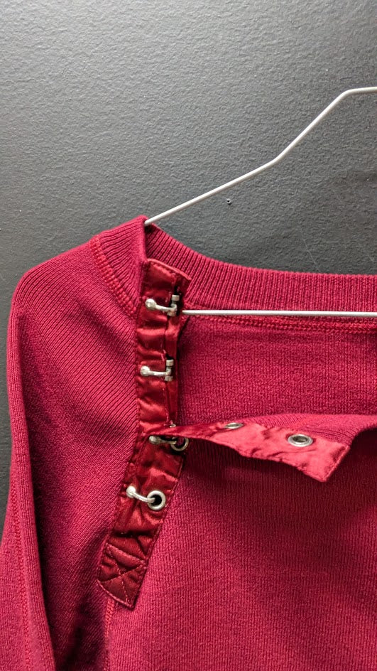 Harley-Davidson Women’s Sweater Small Burgundy Hook & Eye Moto Knit Top