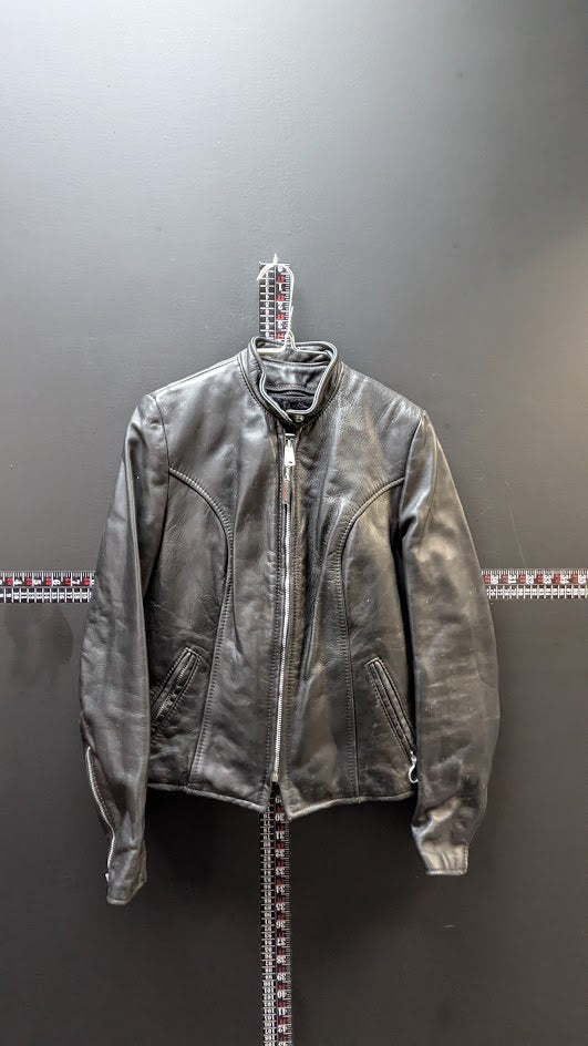 Brooks Leather Sportswear Women’s Leather Motorcycle Jacket Size 34 Black USA Made