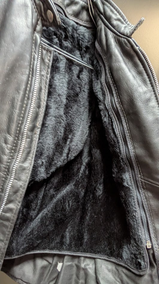 Brooks Leather Sportswear Women’s Leather Motorcycle Jacket Size 34 Black USA Made