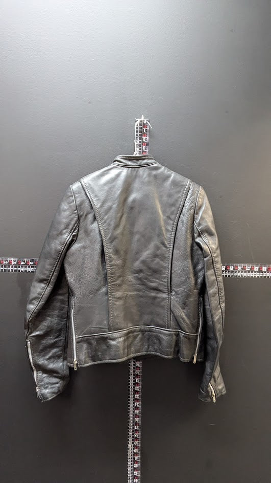Brooks Leather Sportswear Women’s Leather Motorcycle Jacket Size 34 Black USA Made