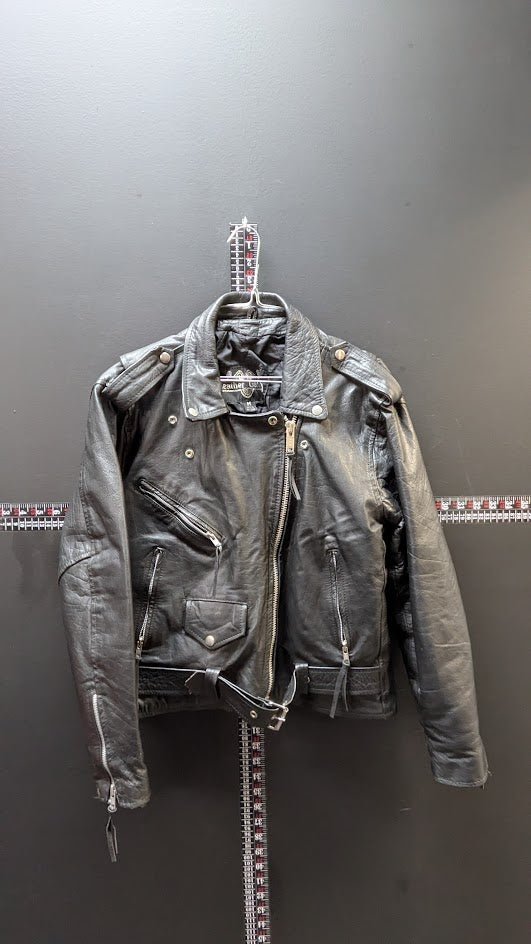 Leather Gallery Women’s Motorcycle Jacket Medium Black Leather Belted Moto