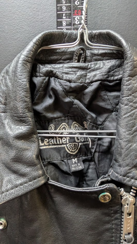 Leather Gallery Women’s Motorcycle Jacket Medium Black Leather Belted Moto