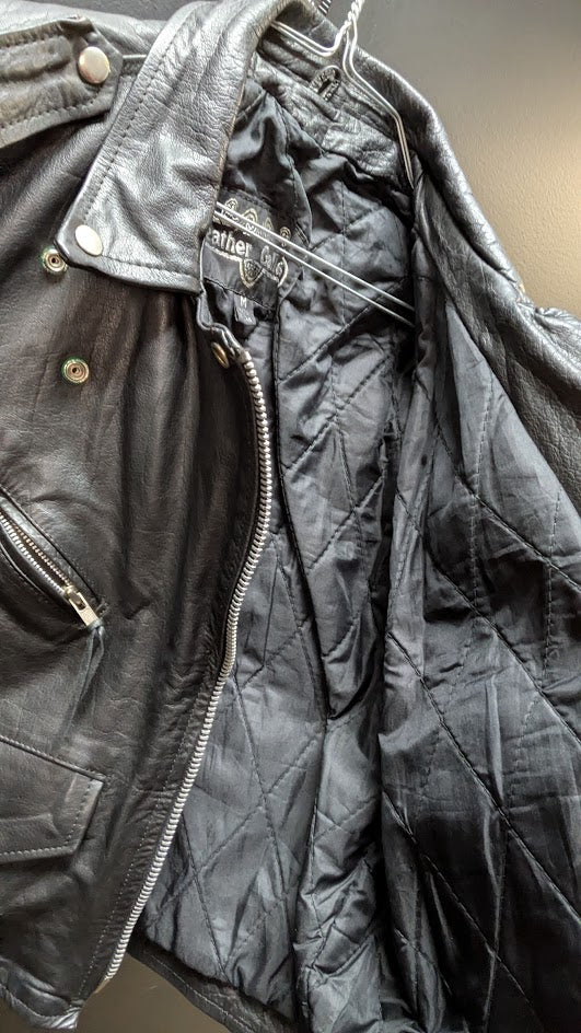 Leather Gallery Women’s Motorcycle Jacket Medium Black Leather Belted Moto