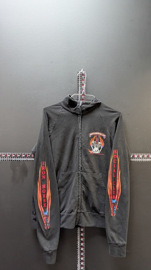 Iron Horse Social Club Women’s XL Zip Hoodie Black Flame Sleeve Motorcycle