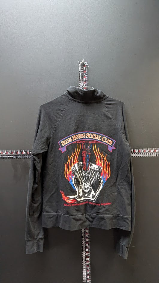 Iron Horse Social Club Women’s XL Zip Hoodie Black Flame Sleeve Motorcycle