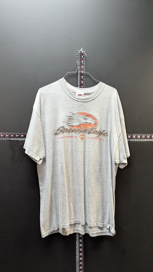 Harley Davidson Screamin Eagle T Shirt XL Gray Flame Eagle Dayton Ohio Tee