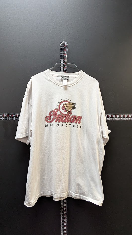 Indian Motorcycle T Shirt XL White Brainerd Minnesota Graphic Logo Tee
