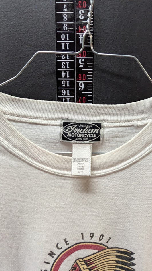 Indian Motorcycle T Shirt XL White Brainerd Minnesota Graphic Logo Tee