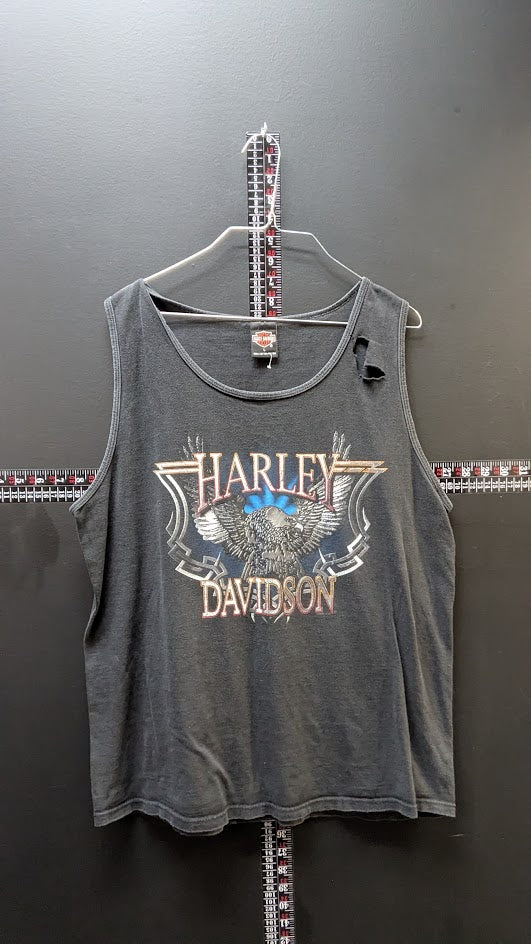 Harley Davidson Tank Top L Black Eagle Graphic Cincinnati Ohio Biker Shirt