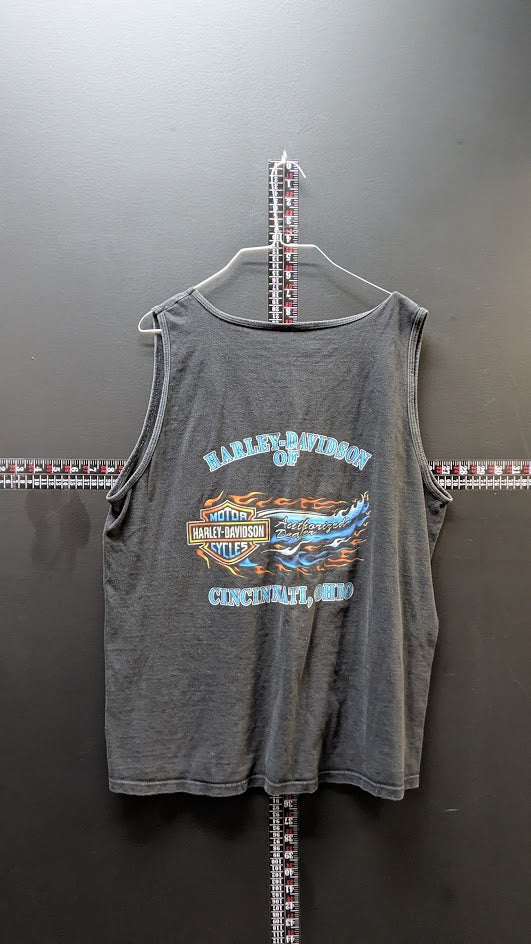 Harley Davidson Tank Top L Black Eagle Graphic Cincinnati Ohio Biker Shirt