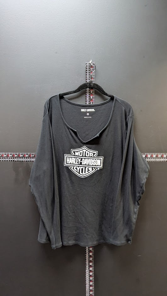 Harley Davidson Womens 3W Black Long Sleeve Bar Shield Top Shirt