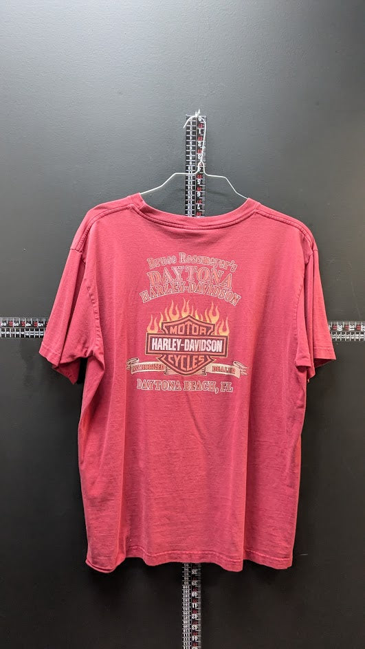 Harley Davidson Daytona Beach FL T Shirt XL Red Flame Logo Biker Tee