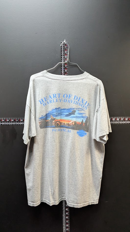 Vintage Harley Davidson Heart Of Dixie Pelham AL Pocket T Shirt Gray XL