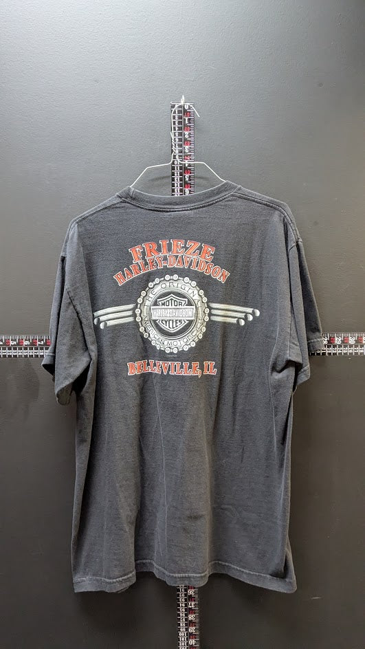 Vintage Harley Davidson Frieze Belleville IL Eagle T Shirt Black Size L