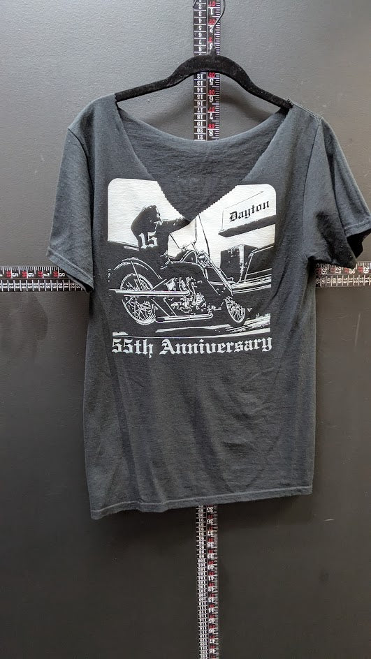 Vintage Daytona 55th Anniversary Outlaws Biker T Shirt Black Distressed Cut Neck