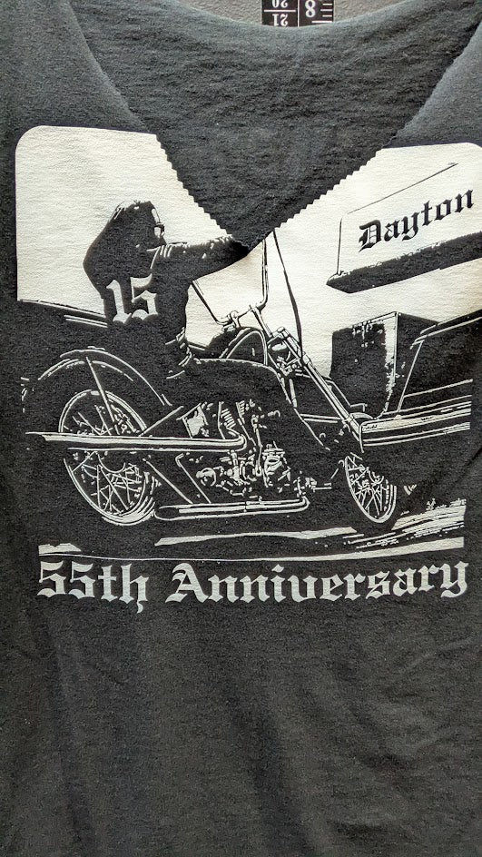 Vintage Daytona 55th Anniversary Outlaws Biker T Shirt Black Distressed Cut Neck
