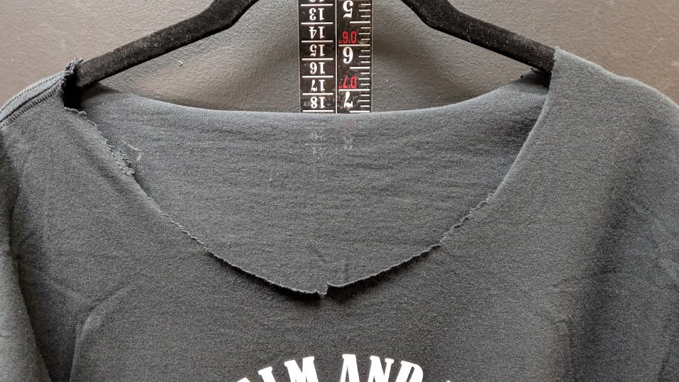Keep Calm And Hug An Outlaw Biker T Shirt Black Distressed Cut Neck Oversize