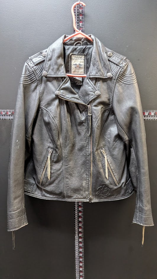 Harley Davidson Women’s Leather Motorcycle Jacket Black Riding Coat Size L