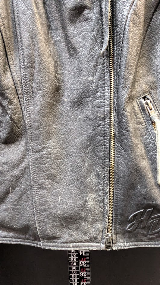 Harley Davidson Women’s Leather Motorcycle Jacket Black Riding Coat Size L