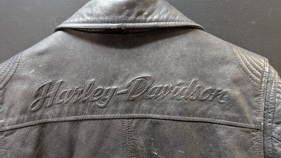 Harley Davidson Women’s Leather Motorcycle Jacket Black Riding Coat Size L